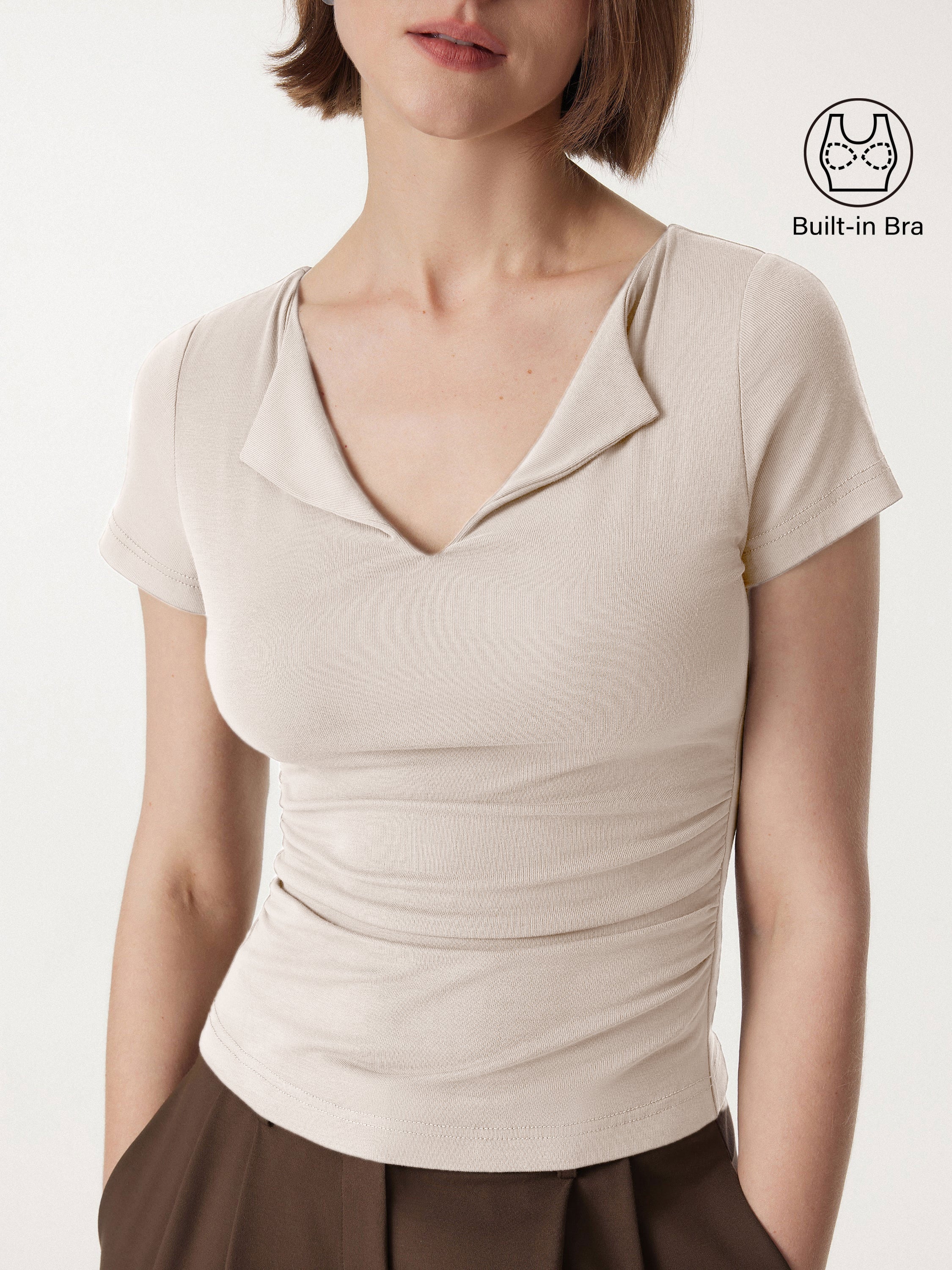 IRREGULAR PATTERN V NECK OP OMMO