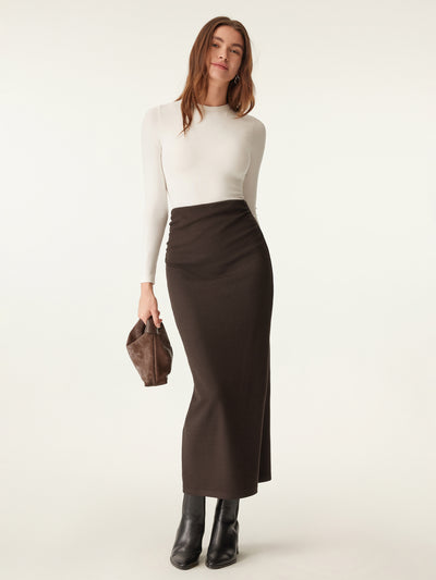 MaxWarm Ruched Side Pencil Maxi Skirt