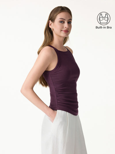 OGLmove Square Neck Ruched Rib Bra Tank