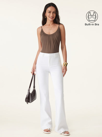 OGLmove Scoop Neck Gathered Spaghetti Brami Top