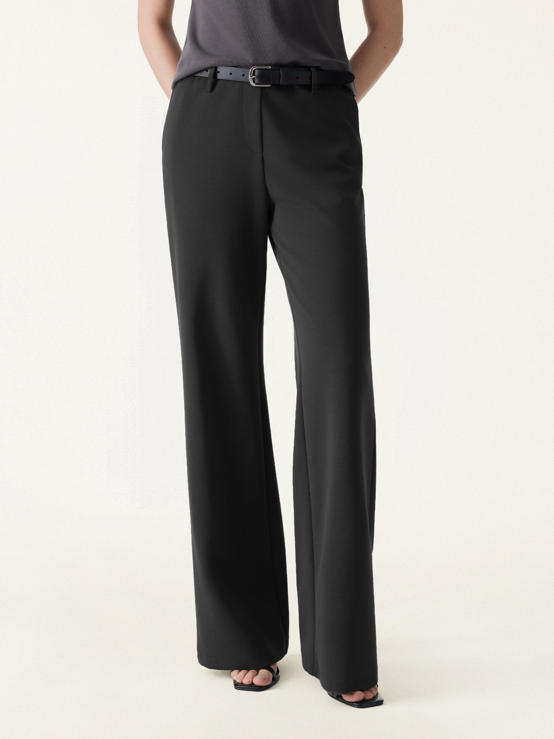 OGL Stretch Cotton Mid Rise Flared Wide Leg Pull-on Pants with Pockets –  OGLmove
