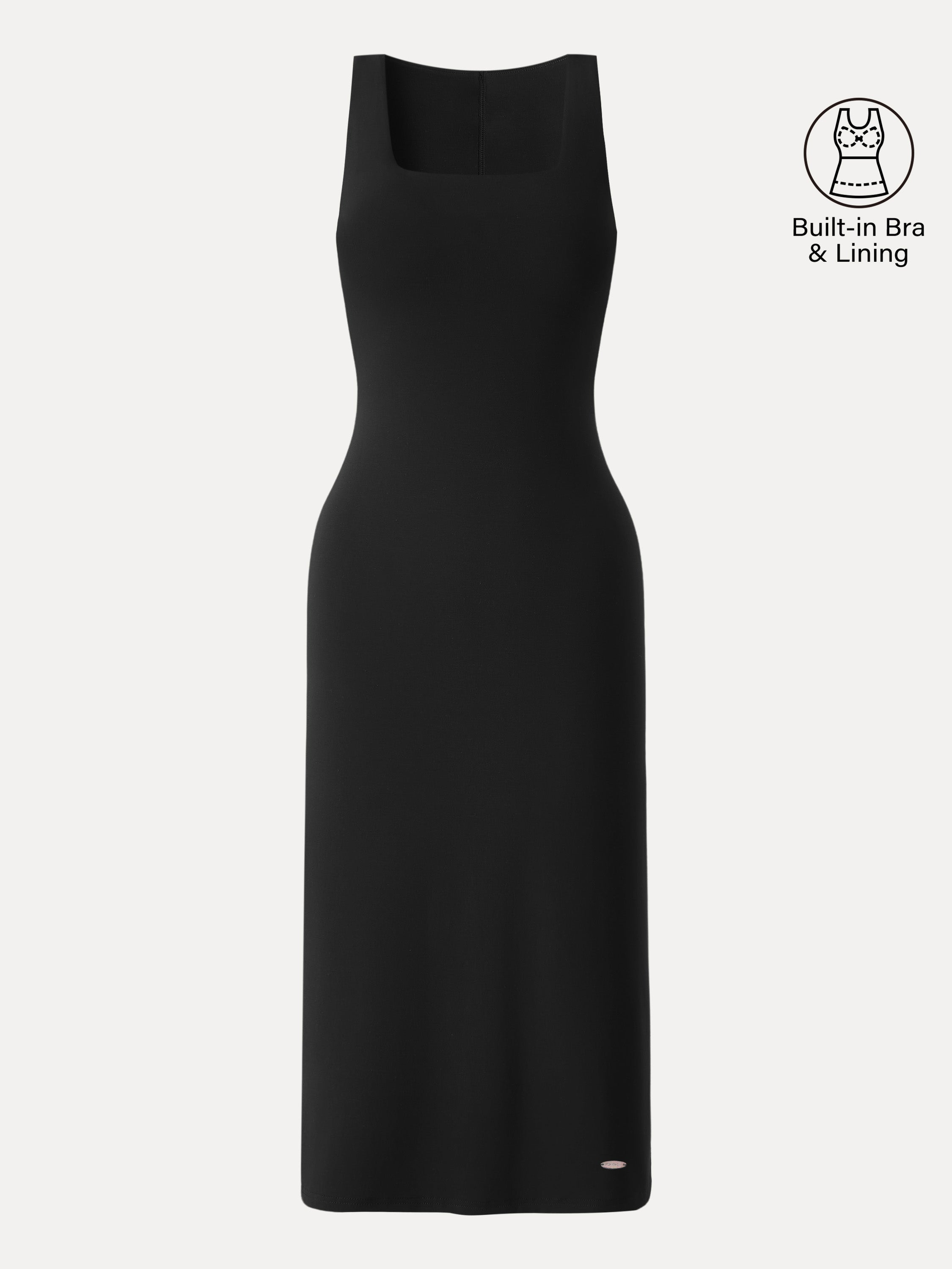 knee length dresses for ladies Side Hustle Midi Dress with Built-in Bra MidnightBlue from Skivys main image 0
