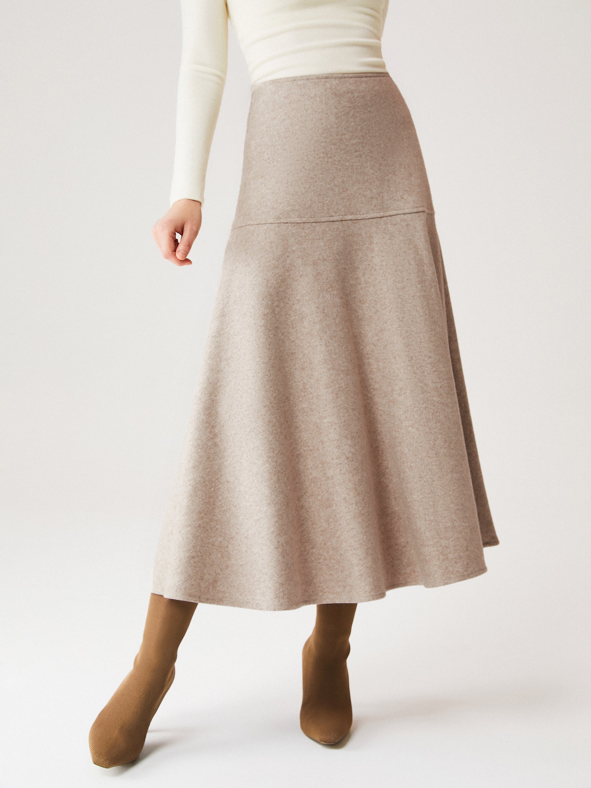 Wool-Like Flared Maxi Skirt – OGLmove - Main Image