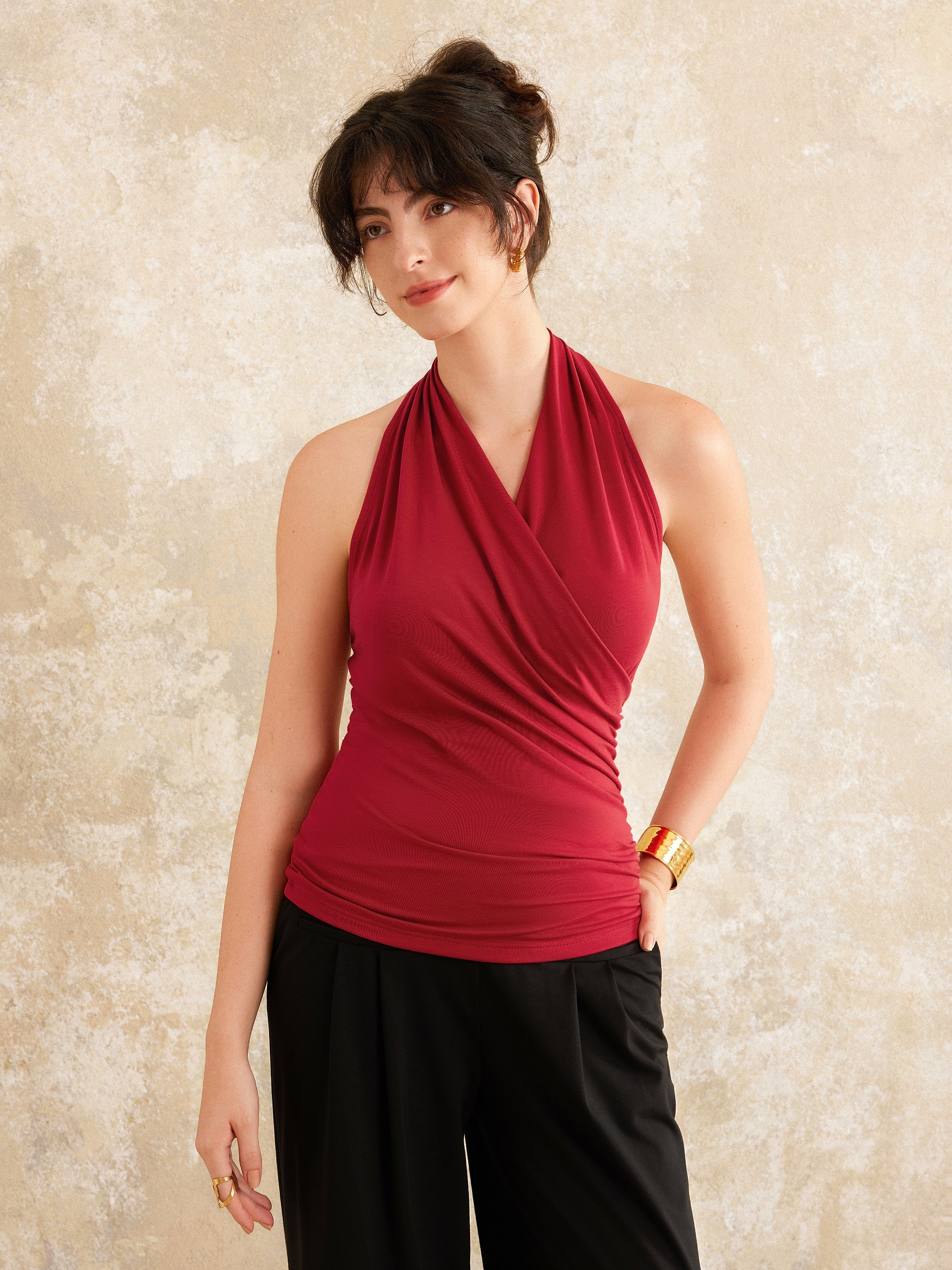 Red Surplice Halter Top – OGLmove