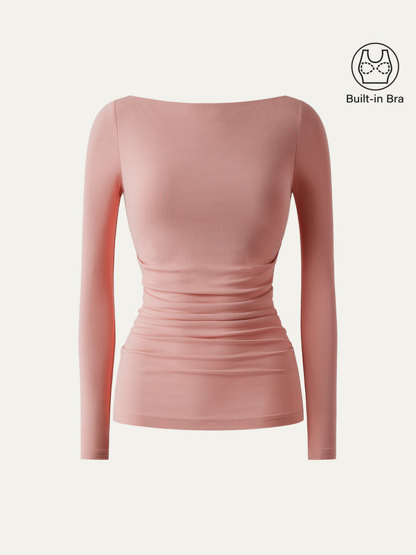 Boat Neck Ruched Lightweight Brami Top