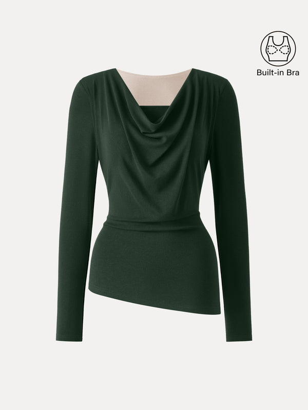 Cowl Neck Built-in Coverage Long Sleeve Brami