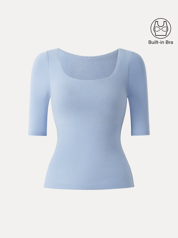 Essential Elbow Length Sleeve Square Neck Brami