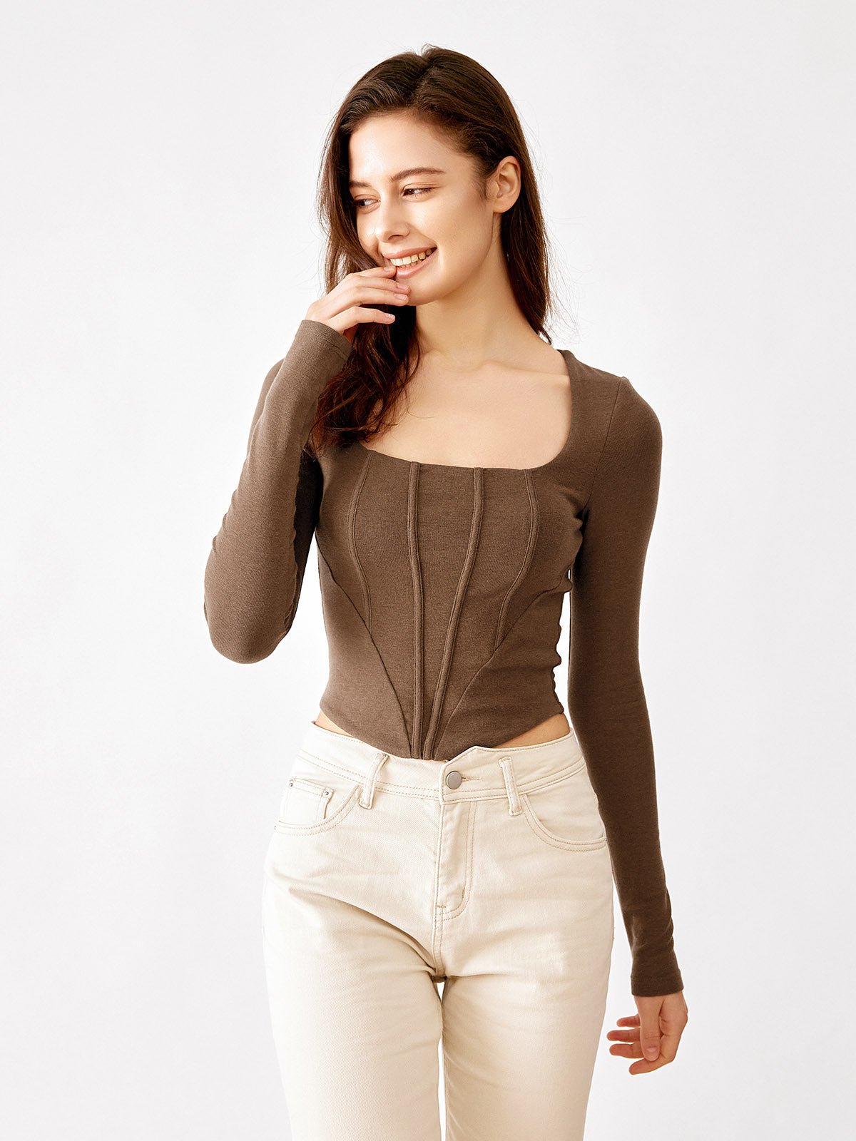 Chasor Green Boutique Long Sleeve Thermal Shirt Blouse Women Size M NE -  beyond exchange
