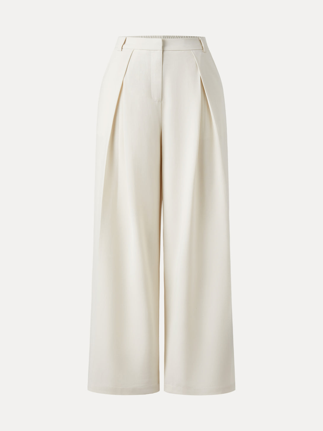 Tencel-Linen Pants Wrinkle-Free Tucked Wide Leg Trouser