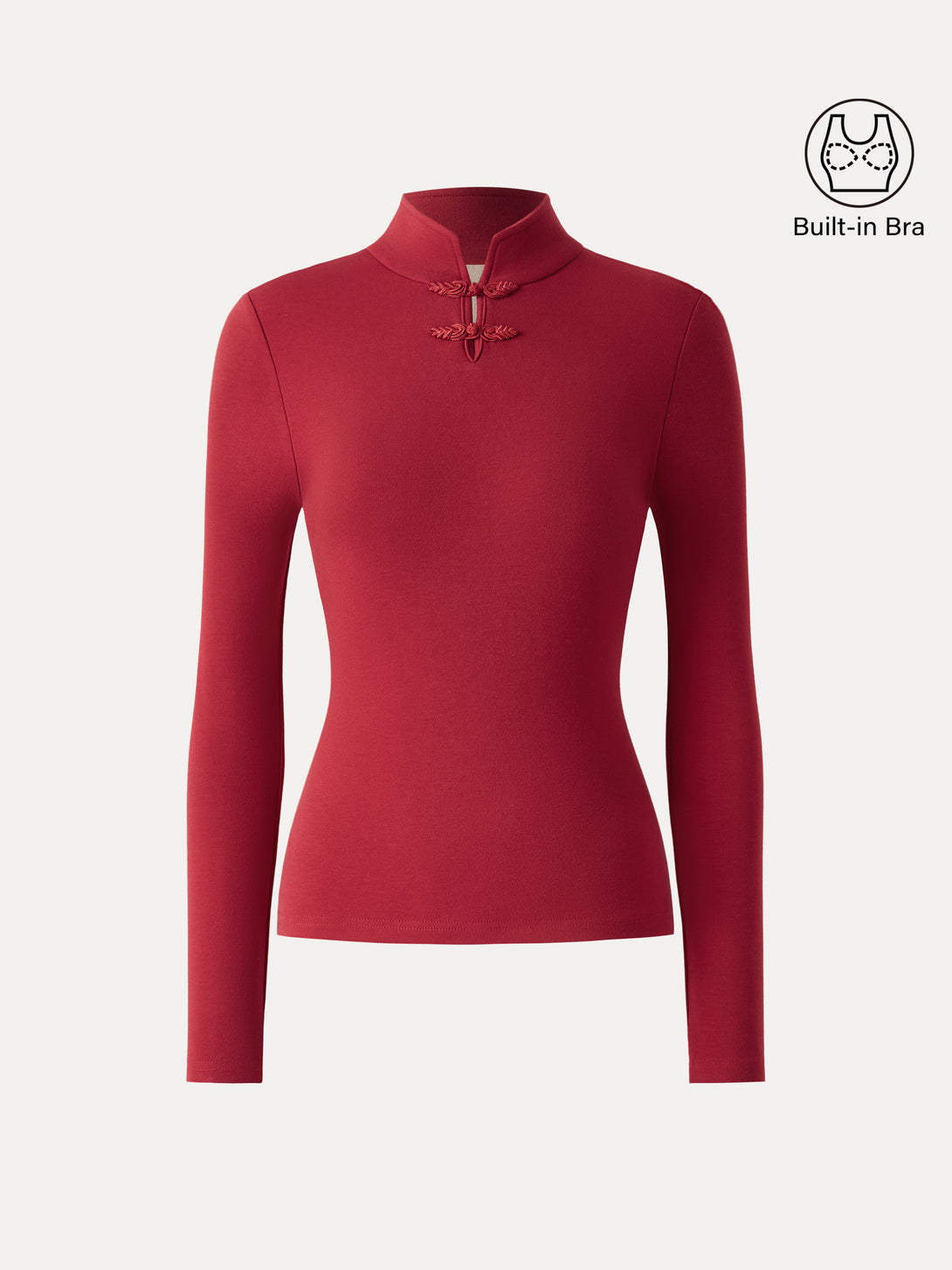 Mandarin Collar Long Sleeve Brami with Frog Buttons