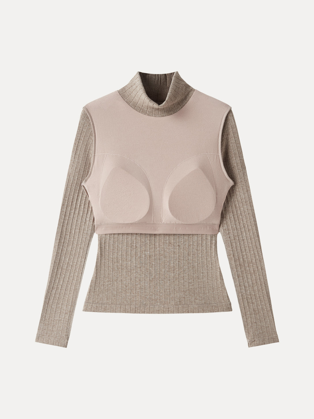 Turtleneck Wide Ribbed Long Sleeve Brami