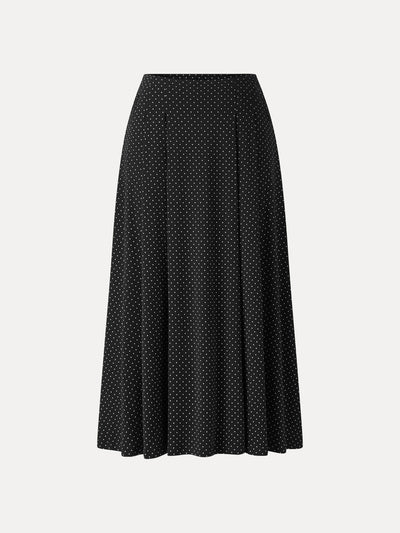 OGLmove Flared Midi Skirt with Pockets Black/White Polka Dot XS