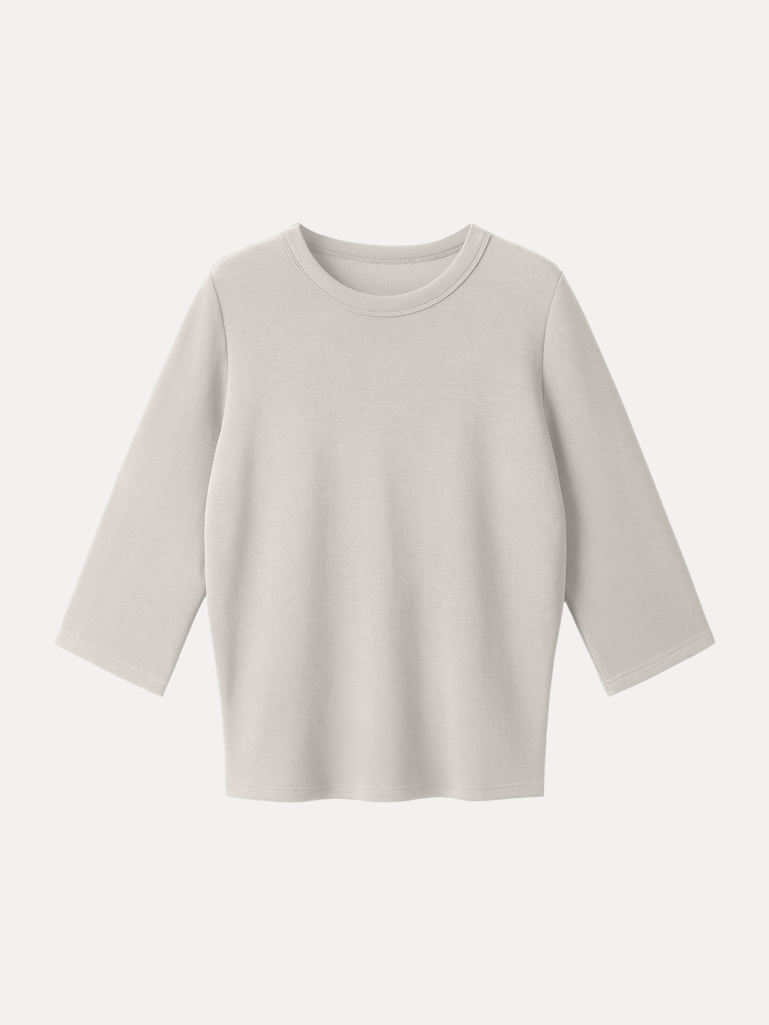 Sandwashed Spacer Crewneck 3/4 Sleeve Top Ash Ivory XS