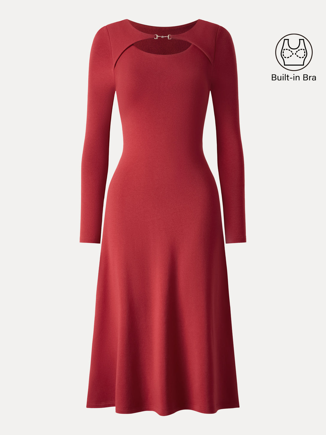 Metal Chain Detail Boatneck Midi Brami Dress