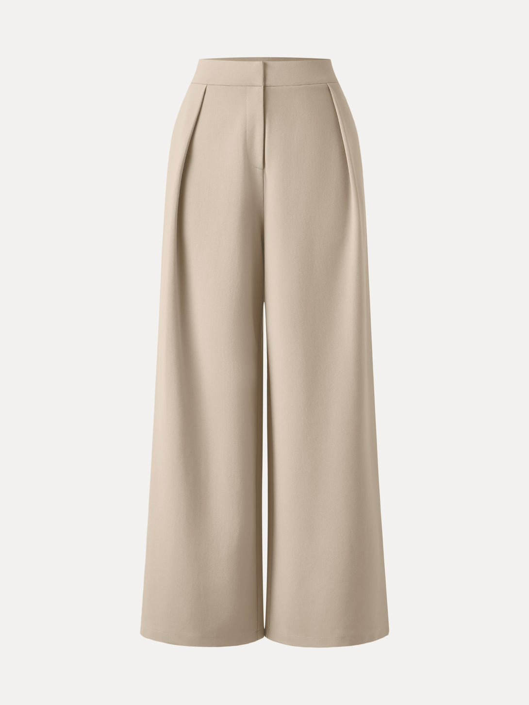 Non-sheer Airy Mid Rise Pleated Airy Trouser with Pockets Sand Tan XS