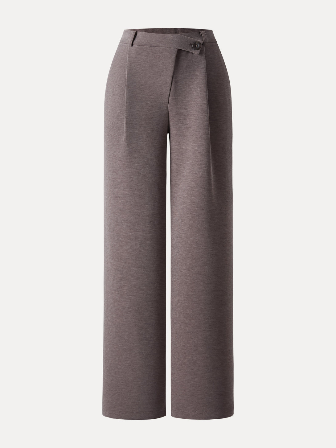 Cozy Warm High Rise Slanted Fly Front Wide Leg Pants