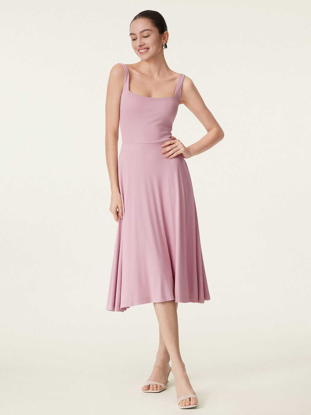 Square Neck Flowy New Airy Brami Midi Dress