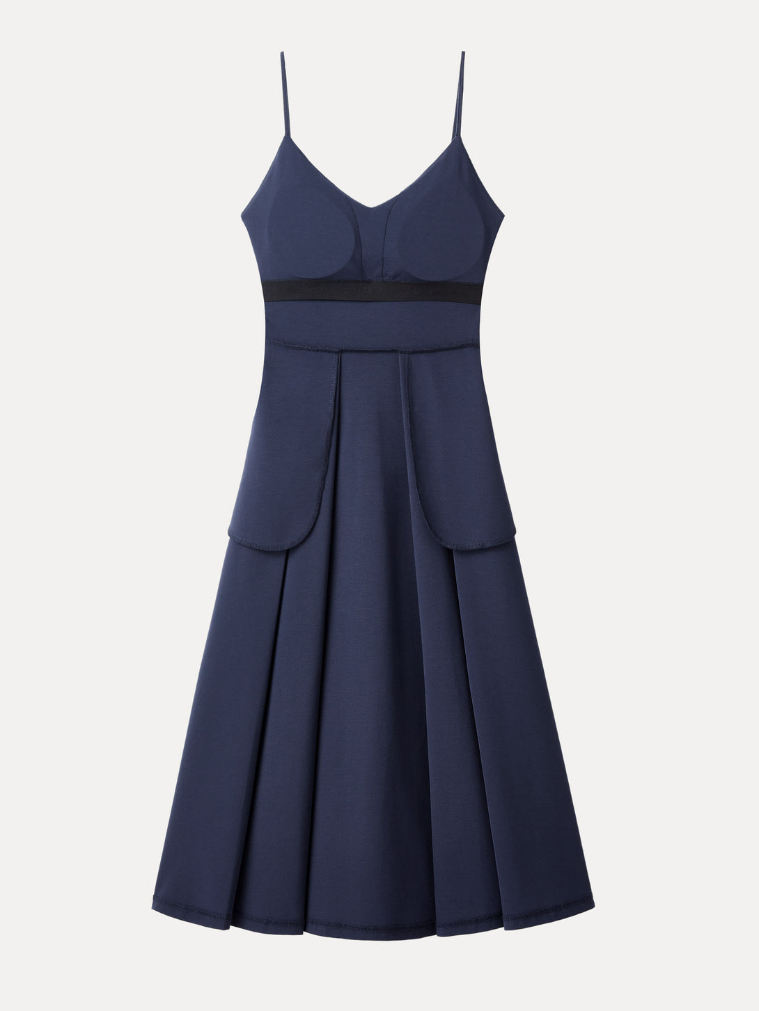 Bamboo Ponte V-neck Fit-and-flare Midi Brami Sundress with Pockets