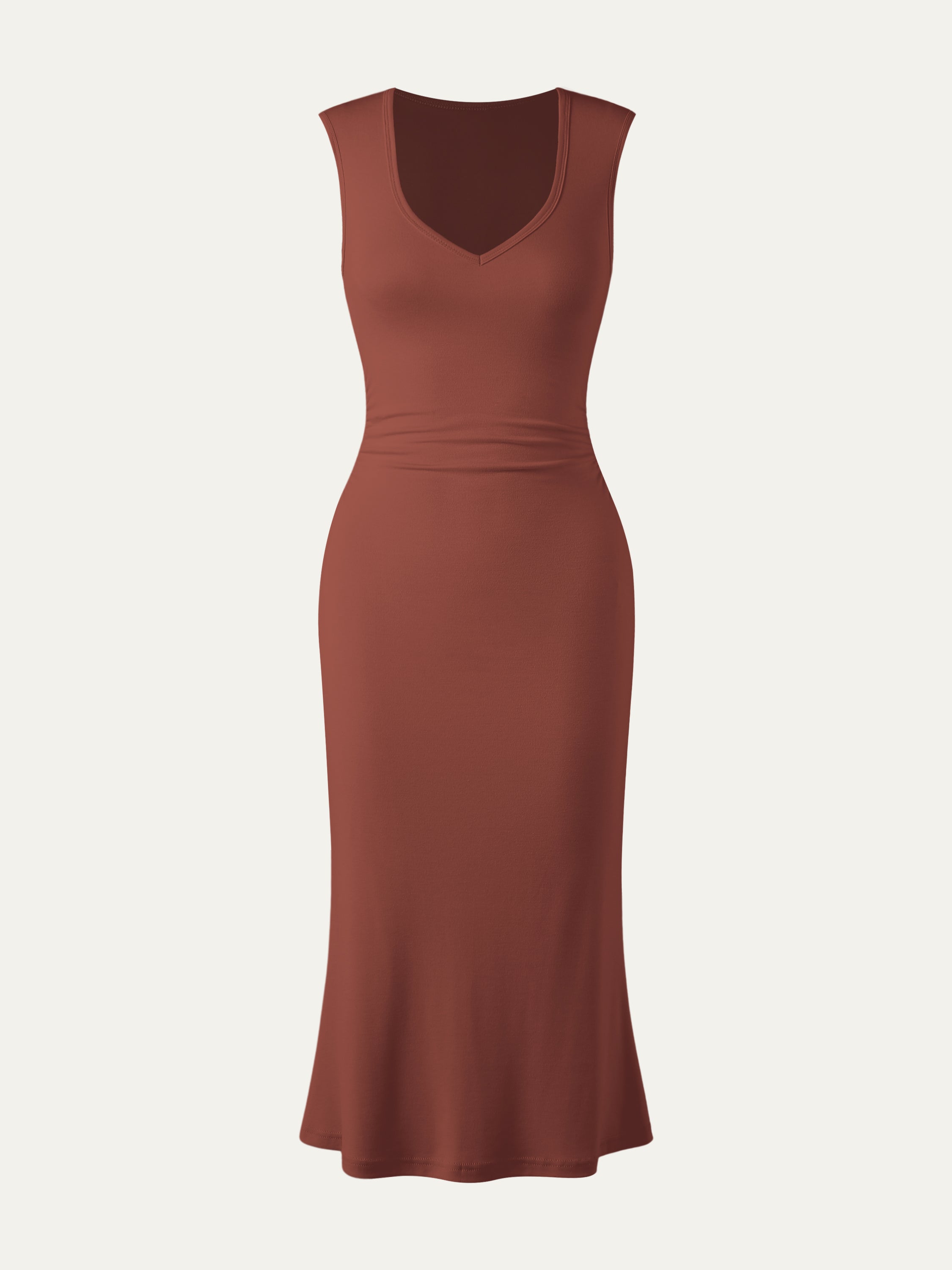 Eco-SkinKiss® Wide Shoulder Midi Dress - Georgia Clay