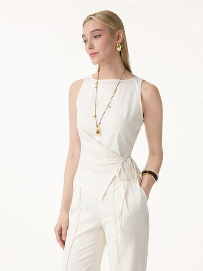 OGLmove Lyocell Boatneck Waist-Defined Top Eggnog XS