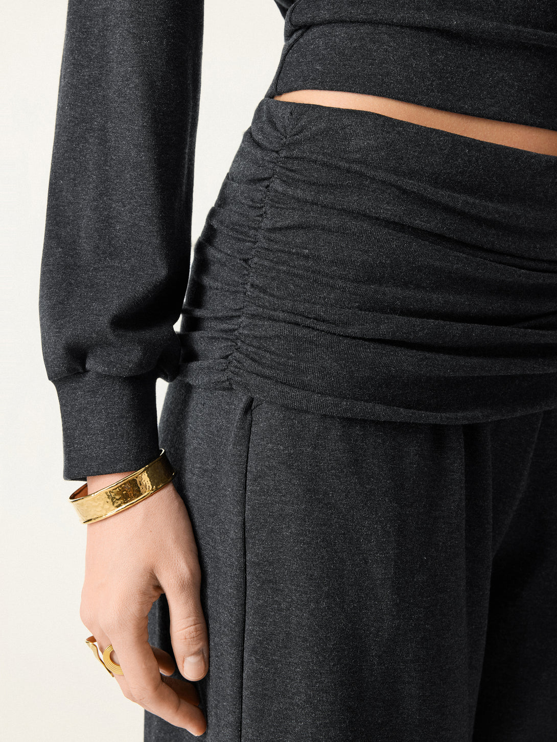 2Pcs Set Boatneck Brami & Drapey Wide Leg Pull-on Pants with Pockets