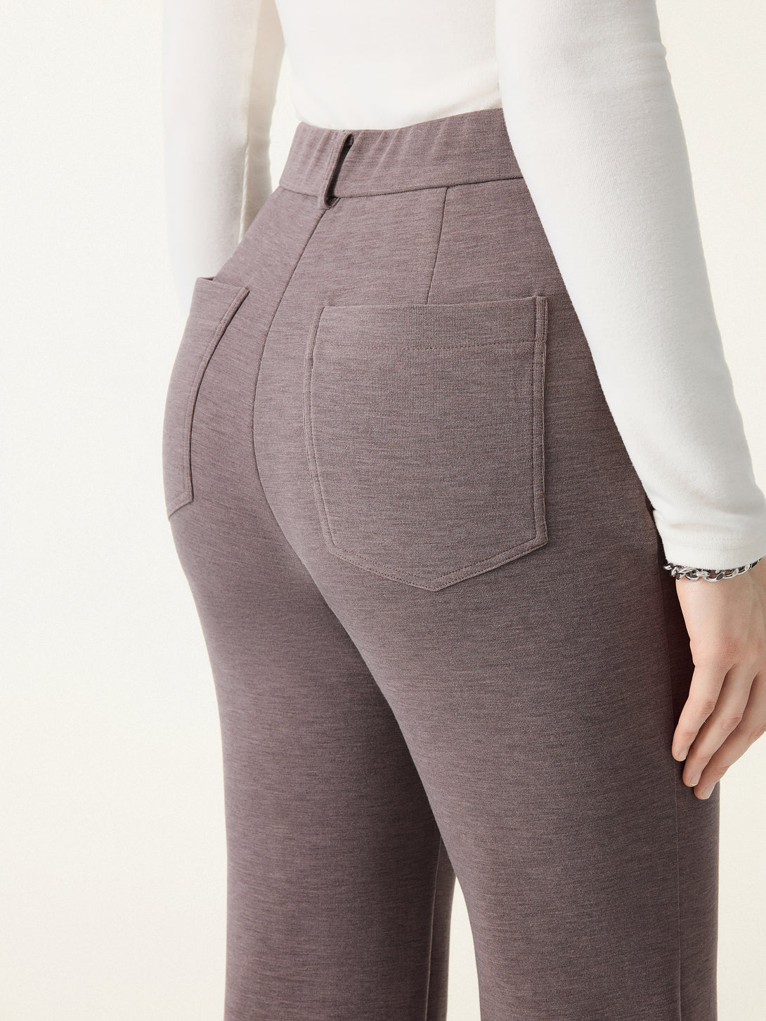 Double-Faced Cozy High Rise Pintuck Pull-on Pants with Pockets