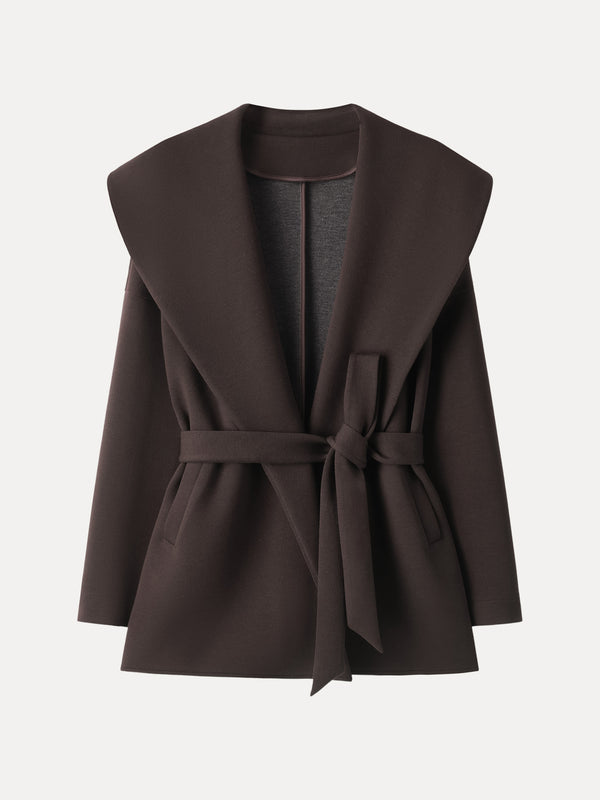 Belted Shawl Collar Robe Jacket with Pockets