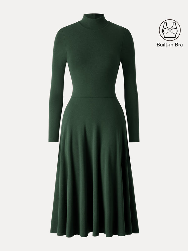 ProWarm Mockneck Midi Brami Dress with Pockets