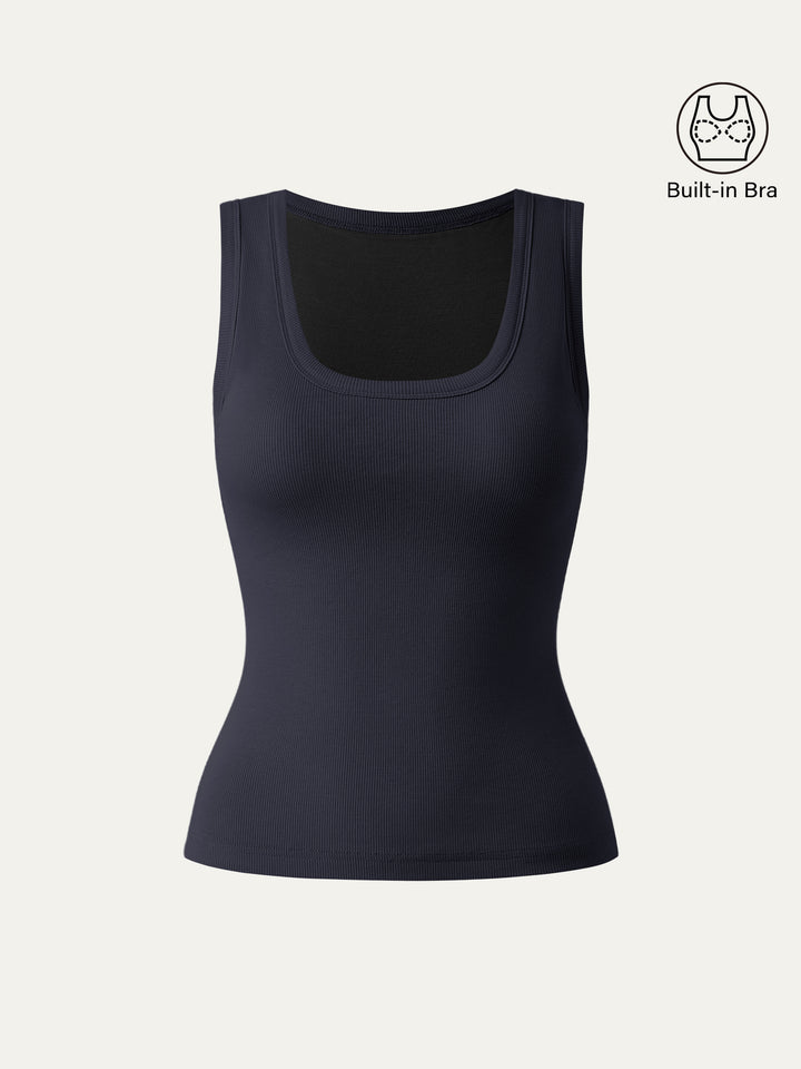 Scoop Neck Cotton New Airy Brami Tank Smoky Navy XS