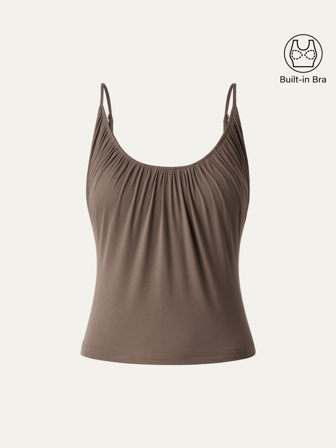 Scoop Neck Gathered Spaghetti Brami Top