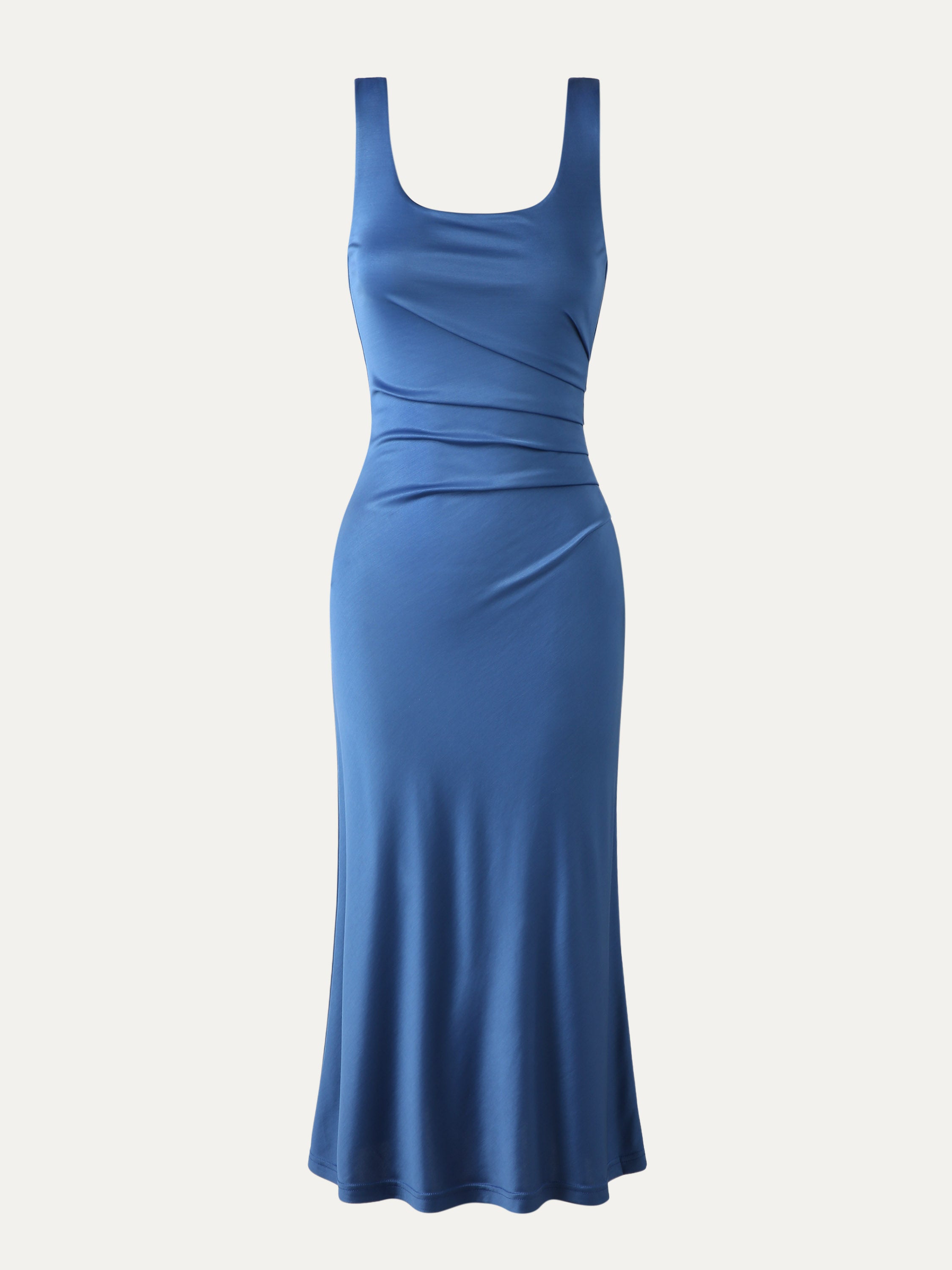 Acetate Square Neck Midi Dress