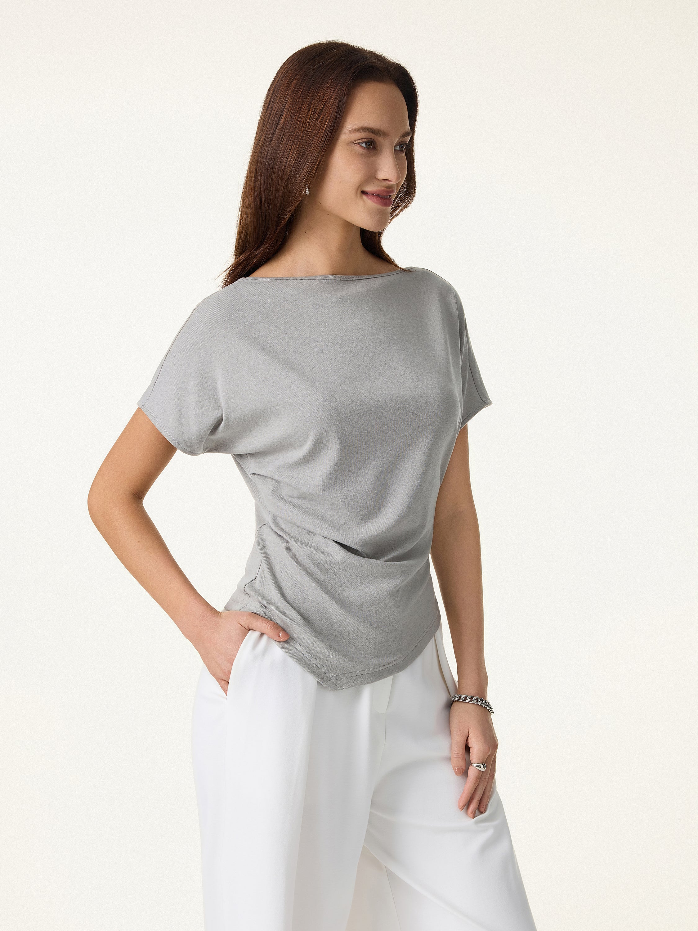 OGL Cotton Lyocell Boatneck Angled Summer Tee – OGLmove