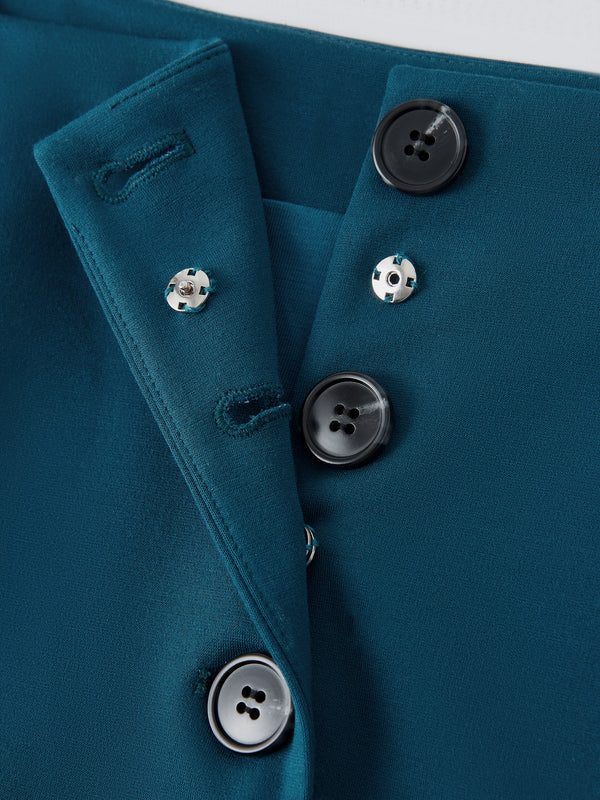 OGLmove 2Pcs Set Square Neck Waistcoat with Pockets & Wide Leg Ankled Pants