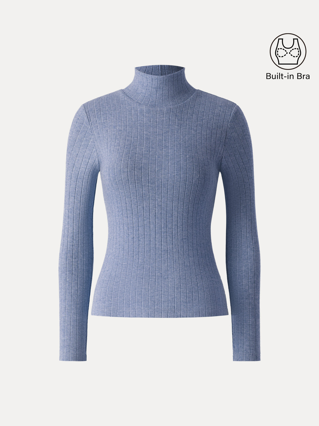 Turtleneck Wide Ribbed Long Sleeve Brami Heather Light Coast XS