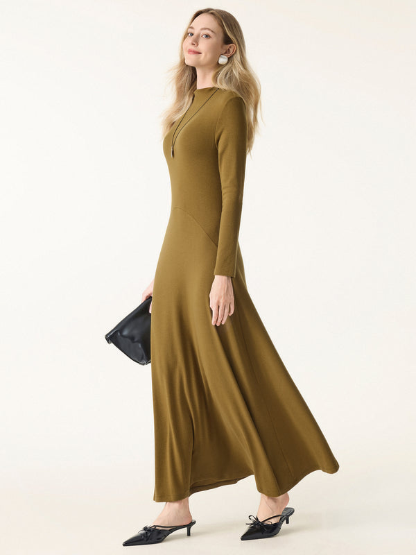Light Warm Essential Mockneck Maxi Dress Old Brass XS