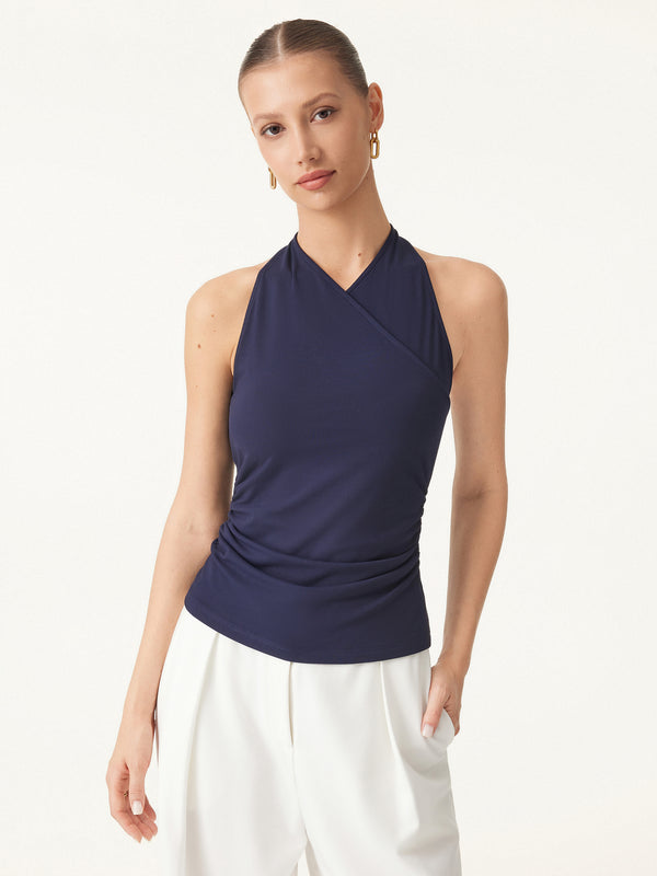 OGLmove Ultrasoft Surplice Sleeveless Top Midnight Navy XS