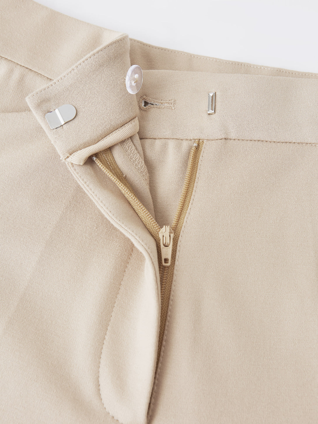 Petite High Rise Straight Leg Cropped Fly-Front Trousers with Pockets