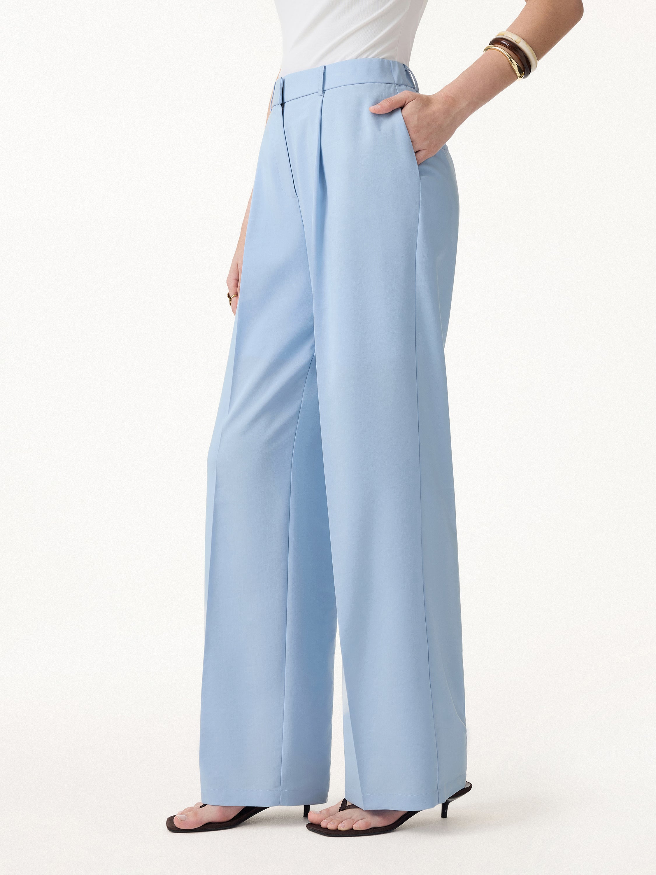 Linen Blend Wide Leg Pants