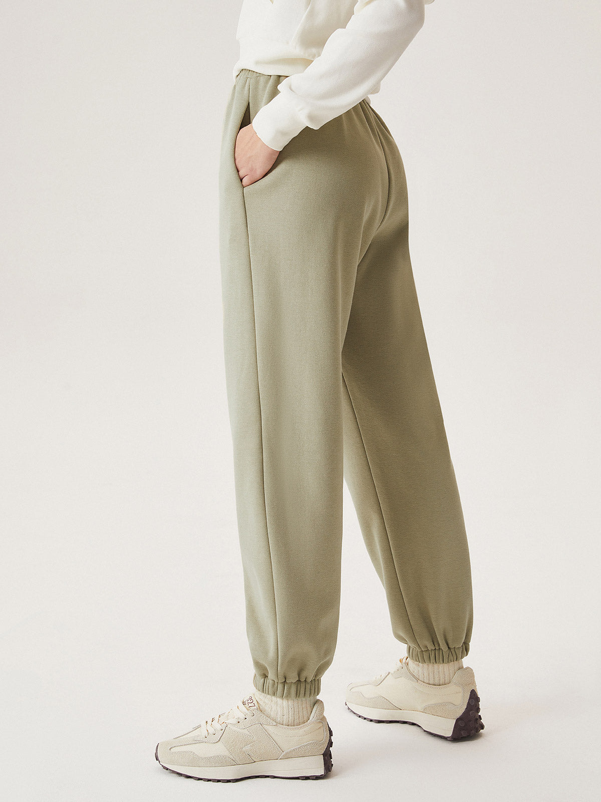 Double Waistband Sweatpants-Polar Fleece