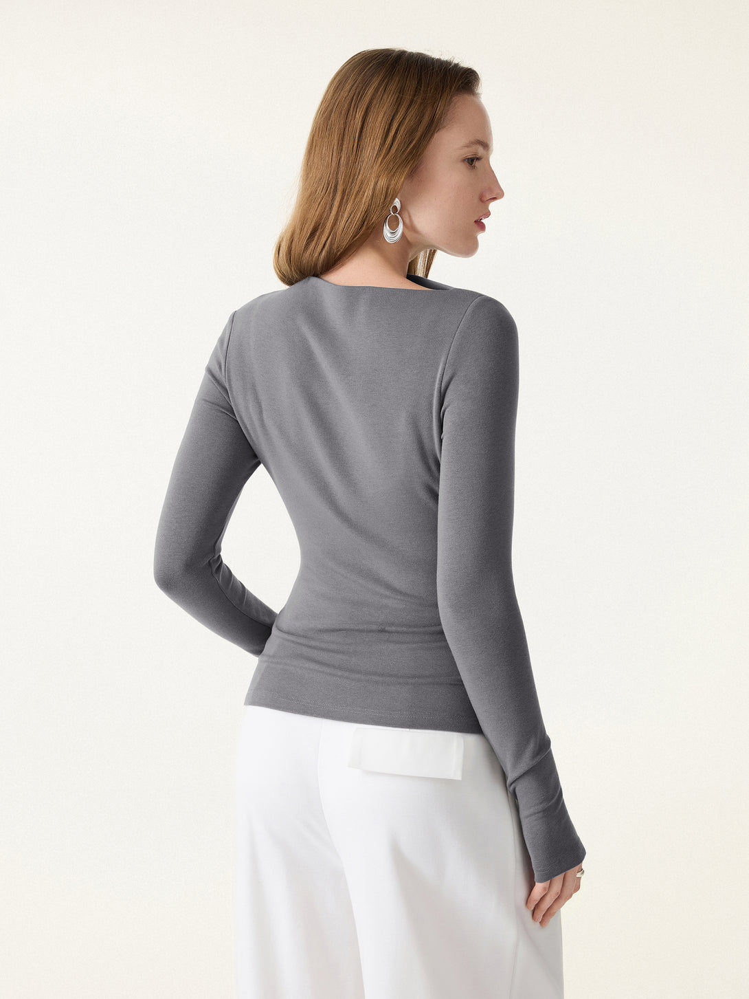 ProWarm Ruched Boatneck Long Sleeve Brami with Thumbholes