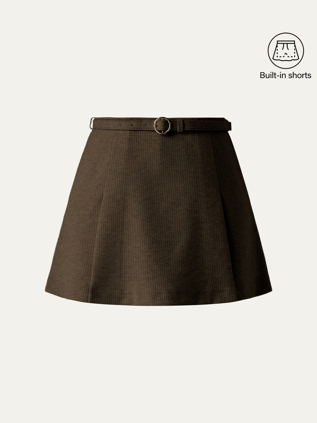 Belted Mini Skirt With Shorts