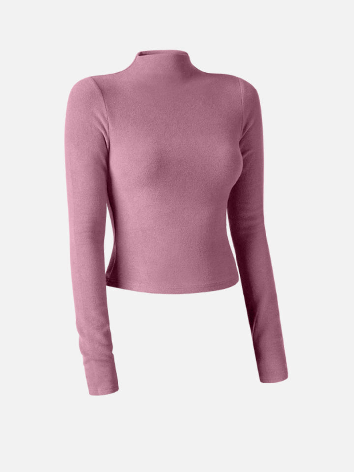 pink mock neck top