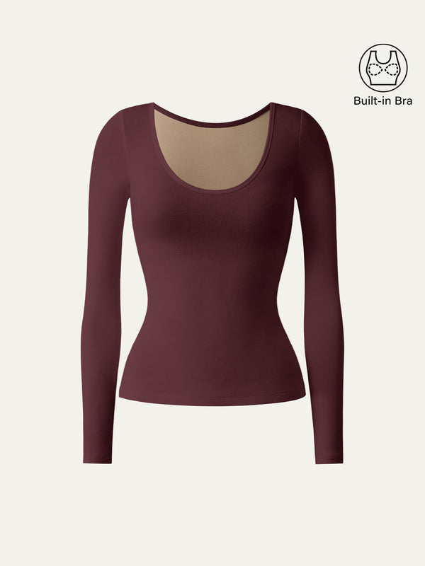 Scoop Neck Long Sleeve New Airy Brami Ruby XS