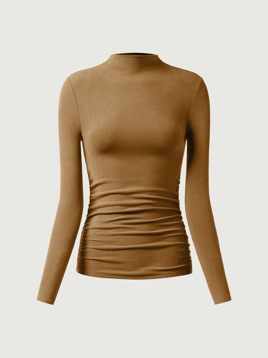 Thermal Ruched Sides Tuckable Mockneck Top