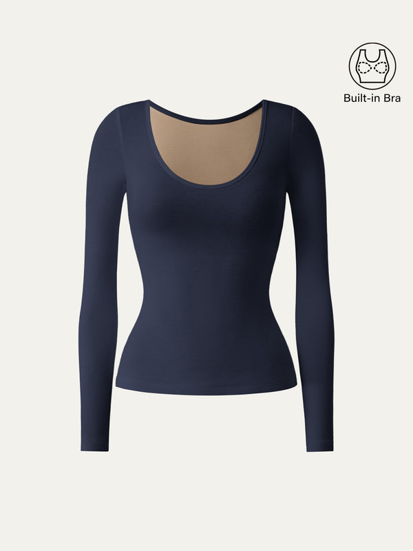 Scoop Neck Long Sleeve New Airy Brami Midnight Navy XS