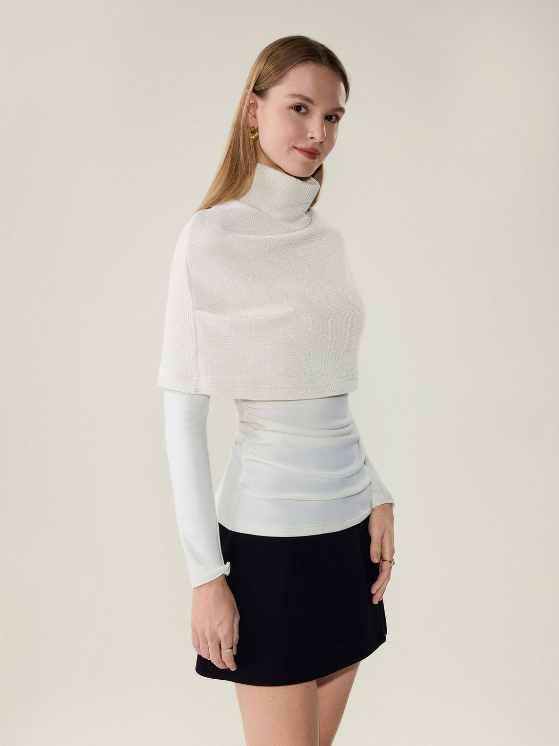 Shimmering Turtleneck Cap with Boatneck Brami