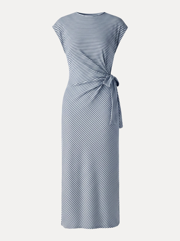 OGLmove Striped Relaxed Midi Dress with Self-Tie