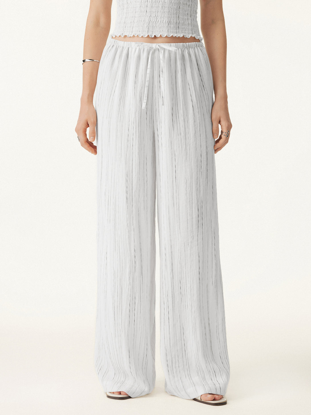 Summer Classic Striped Wide Leg Pants with Pockets