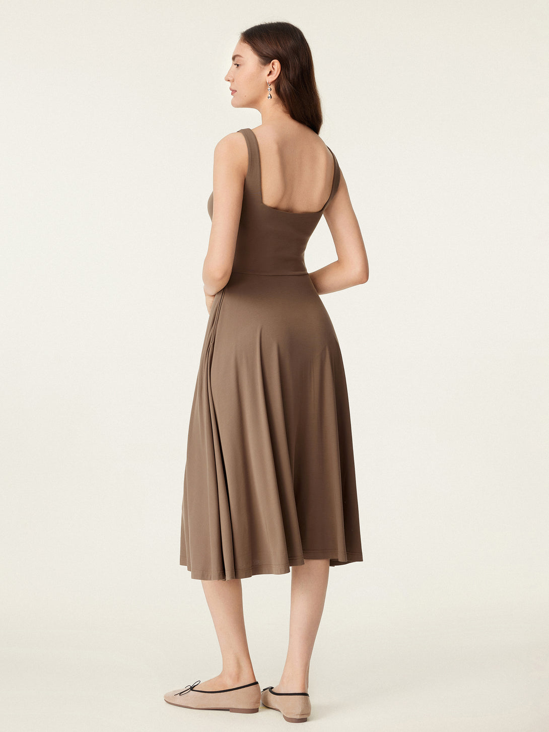 Square Neck Flowy New Airy Brami Midi Dress
