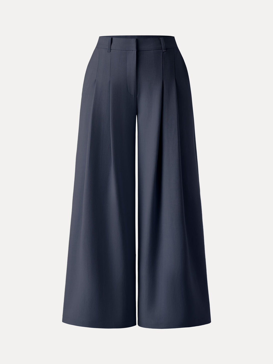 Mid Rise Wide Leg Trousers with Pockets Petite Smoky Navy